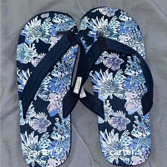 Boys size 2/3 blue Hawaiian flip flops - Picture 1 of 2
